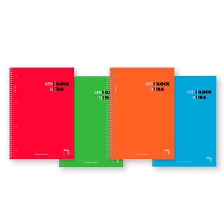 Cuaderno microperforado Pacsa SuperBlock - Espiral - Cartón - A4 - 5x5 - 120 hojas - 90 g - Colores surtidos
