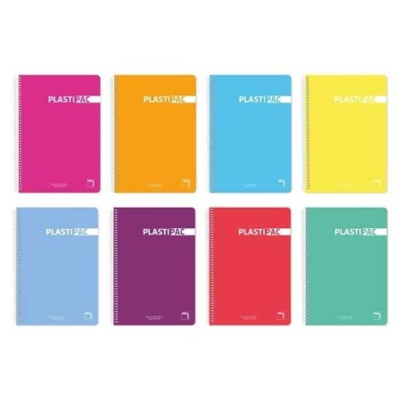 Cuaderno Pacsa Pastiplac - Espiral - PP - Folio - Pauta 2,5 mm - 80 hojas - 90 g - Colores surtidos
