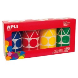 Gomets geométricos XL Apli - Formas surtidas - Colores surtidos básicos - Rollo 5428 ud - Pack 4 ud