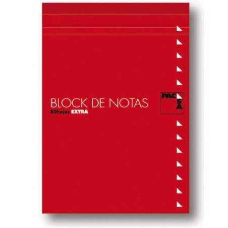 Bloc Pacsa - Hojas trepadas - Tapa de cartón - Octavo - Liso - 80 hojas - 60 g - Color rojo