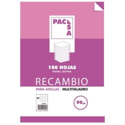 Recambio Pacsa - Folio - 4x4 - 90 g - Multitaladro - 100 hojas