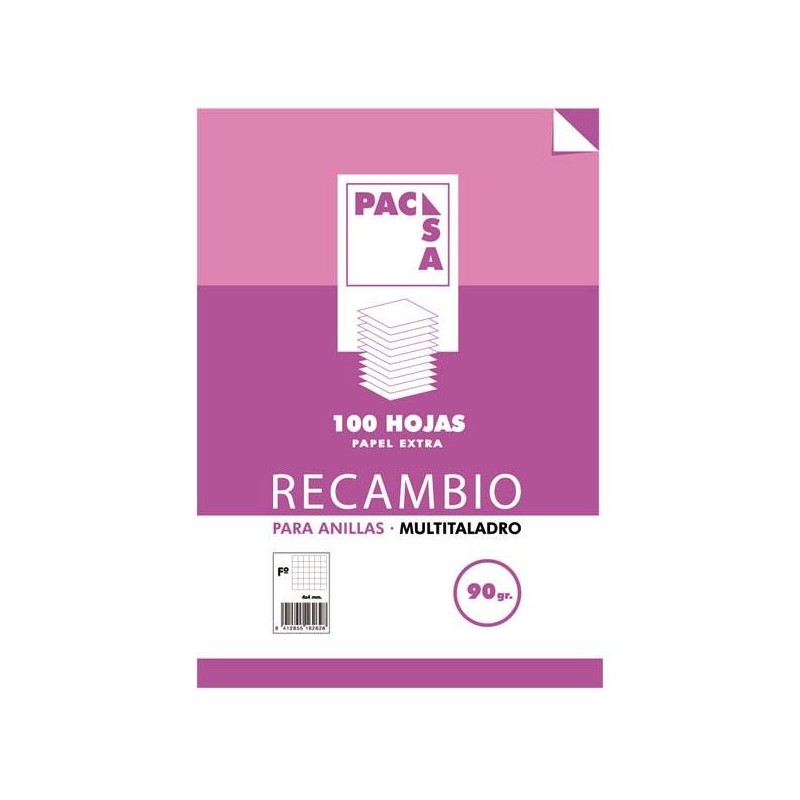Recambio Pacsa - Folio - 4x4 - 90 g - Multitaladro - 100 hojas