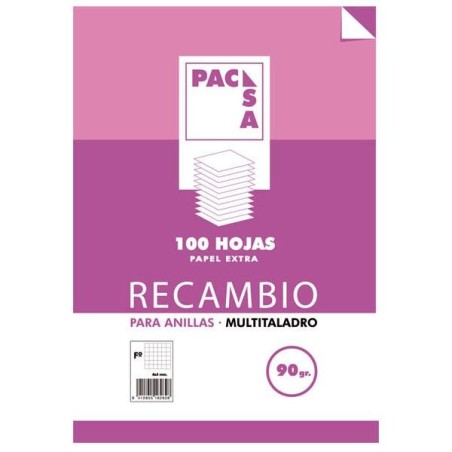Recambio Pacsa - Folio - 4x4 - 90 g - Multitaladro - 100 hojas