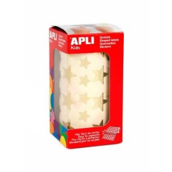 Gomets estrellas Apli - 12,5 y 19,5 mm - Color oro - Rollo 2360 ud