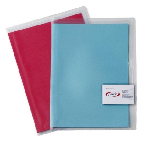 Dosier tarjetero Pardo - Solapa - PVC - Folio - Color transparente