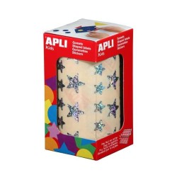 Gomets estrellas Apli - 12,5 y 19,5 mm - Color plata - Rollo 2360 ud