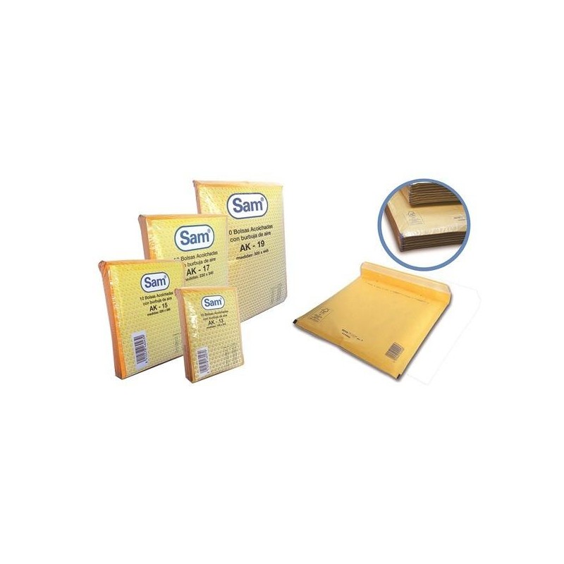 Bolsas postal prolongado Sam - Kraft - 132 x 187 mm - 80 g - Tira de silicona - Caja 500 bolsas