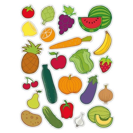 Gomets temáticos frutas y verduras Apli - 12 hojas - 276 ud