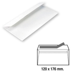 Sobres comercial Sam - 120 x 176 mm - 90 g - Tira de silicona - Color blanco - Caja 500 sobres