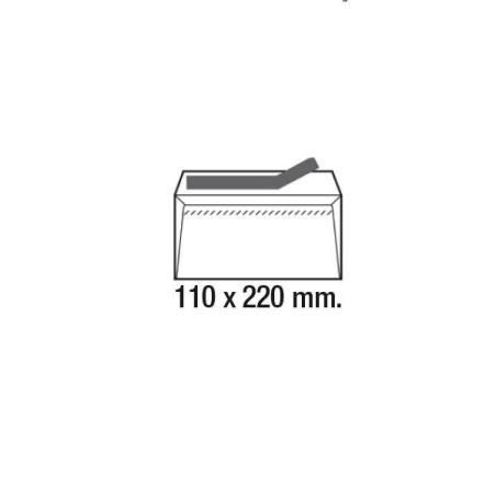 Sobres DL Sam - 110 x 220 mm - 90 g - Tira de silicona - Ventana derecha - Láser - Color blanco - Caja 500 sobres
