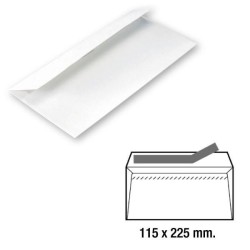 Sobres americano Sam - 115 X 225 mm - 90 g - Tira de silicona - Ventana derecha - Color blanco - Caja 500 sobres