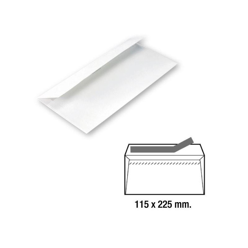 Sobres americano Sam - 115 X 225 mm - 90 g - Tira de silicona - Ventana derecha - Color blanco - Caja 500 sobres Sobres americano Sam - 115 X 225 mm - 90 g - Tira de silicona - Ventana derecha - Color blanco - Caja 500 sobres