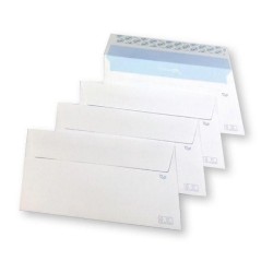 Sobres ecológicos Sam - 110 x 220 mm - 105 g - Tira de silicona - Color blanco - Caja 500 sobres