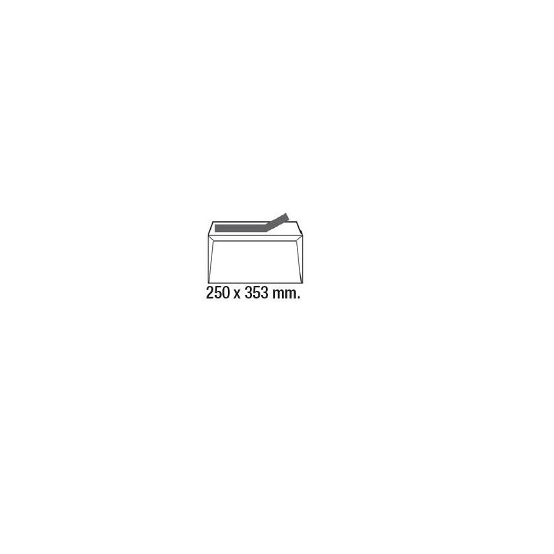 Sobres Folio/B4 Sam - 250 x 353 mm - 100 g - Tira de silicona - Color blanco - Caja 250 sobres