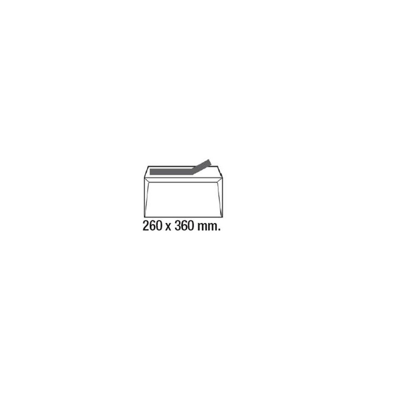 Sobres folio prolongado Sam - 260 x 360 mm - 100 g - Tira de silicona - Color blanco - Caja 250 sobres
