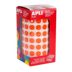 Gomets redondos Apli - 10,5 mm - Color naranja - Rollo 5192 ud