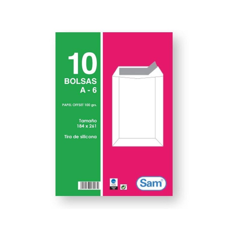 Bolsas Sam - Kraft blanco - 184 x 261 mm - 100 g - Tira de silicona - Pack 10 bolsas Bolsas Sam - Kraft blanco - 184 x 261 mm - 100 g - Tira de silicona - Pack 10 bolsas