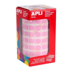 Gomets redondos Apli - 10,5 mm - Color rosa - Rollo 5192 ud