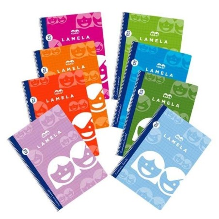Cuaderno Lamela - Espiral - Cartón - Cuarto - Cuadrovía 4 mm - 40 hojas - 70 g - Colores surtidos