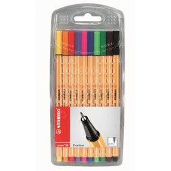 Rotulador Stabilo Point 88 - Punta 0,4 mm - Colores surtidos - Estuche 10 ud