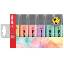 Marcador fluorescente Stabilo Boss Pastel - Punta biselada - Trazo 2 mm y 5 mm - Colores surtidos - Pack 6 ud