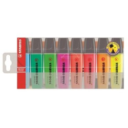 Marcador fluorescente Stabilo Boss - Punta biselada - Trazo 2 mm y 5 mm - Colores surtidos - Pack 8 ud