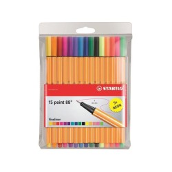 Estuche 15 ud Stabilo Point 88 10+5 neón