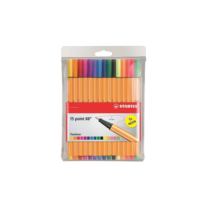 Estuche 15 ud Stabilo Point 88 10+5 neón Estuche 15 ud Stabilo Point 88 10+5 neón