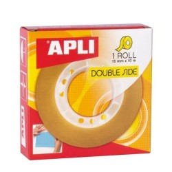 Cinta doble cara Apli - 15 mm x 10 m - Transparente