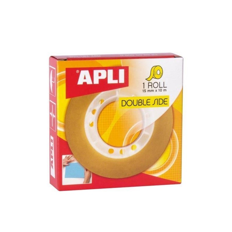Cinta doble cara Apli - 15 mm x 10 m - Transparente Cinta doble cara Apli - 15 mm x 10 m - Transparente