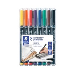 Marcador permanente Staedtler Lumocolor - Punta 0,6 mm - Colores surtidos - Estuche 8 ud