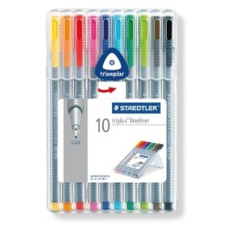 Rotulador Staedtler Triplus Fineliner - Punta 0,3 mm - Colores surtidos - Estuche 10 ud