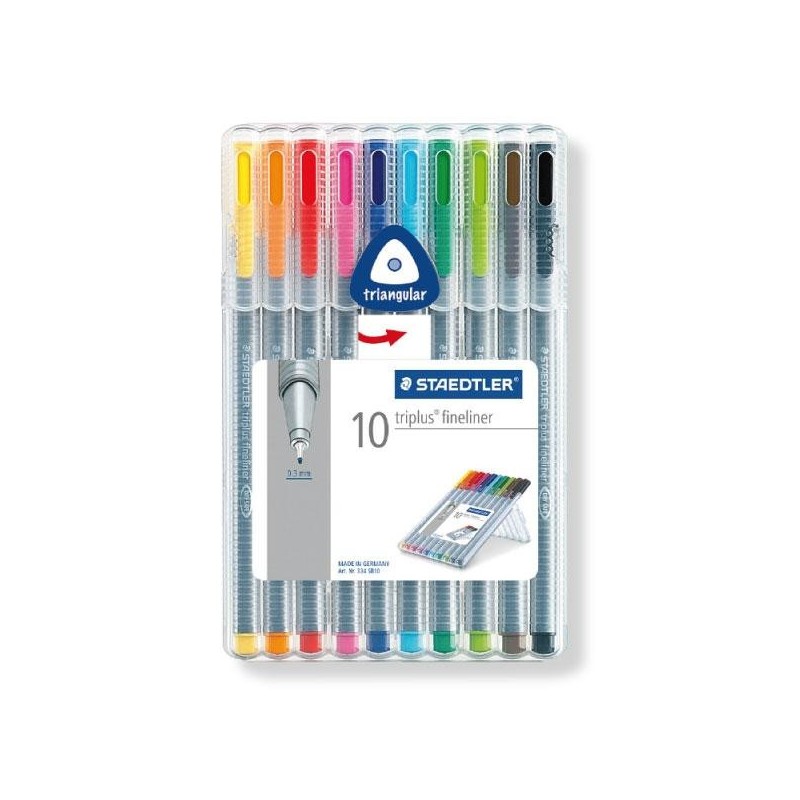 Rotulador Staedtler Triplus Fineliner - Punta 0,3 mm - Colores surtidos - Estuche 10 ud