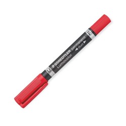 Marcador permanente Staedtler Lumocolor Duo - Punta 0,6 mm y 1,5 mm - Color rojo