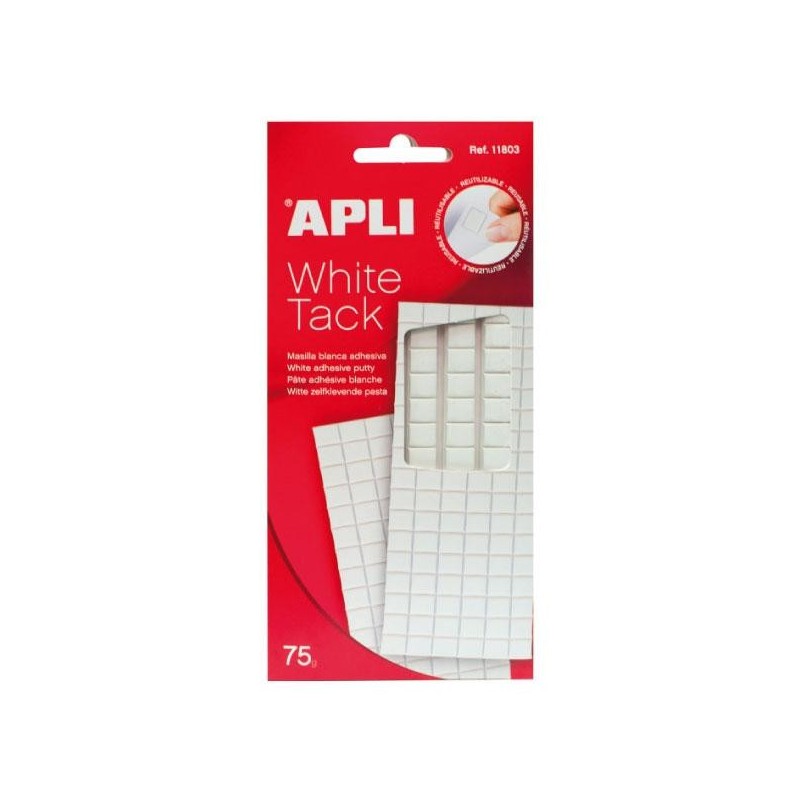 Masilla adhesiva cuarteada Apli - 75 g - Color blanco - Sobre 1 hoja