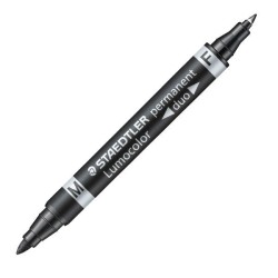 Marcador permanente Staedtler Lumocolor Duo - Punta 0,6 mm y 1,5 mm - Color negro