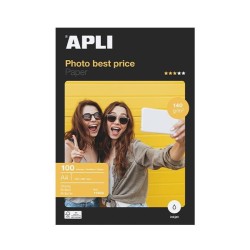Papel fotográfico brillante Apli Best Price - A4 - 140g - Inkjet - Pack 100 hojas
