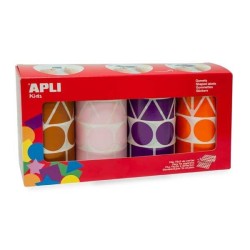 Gomets geométricos XL Apli - Formas surtidas - Colores surtidos - Rollo 5428 ud - Pack 4 ud