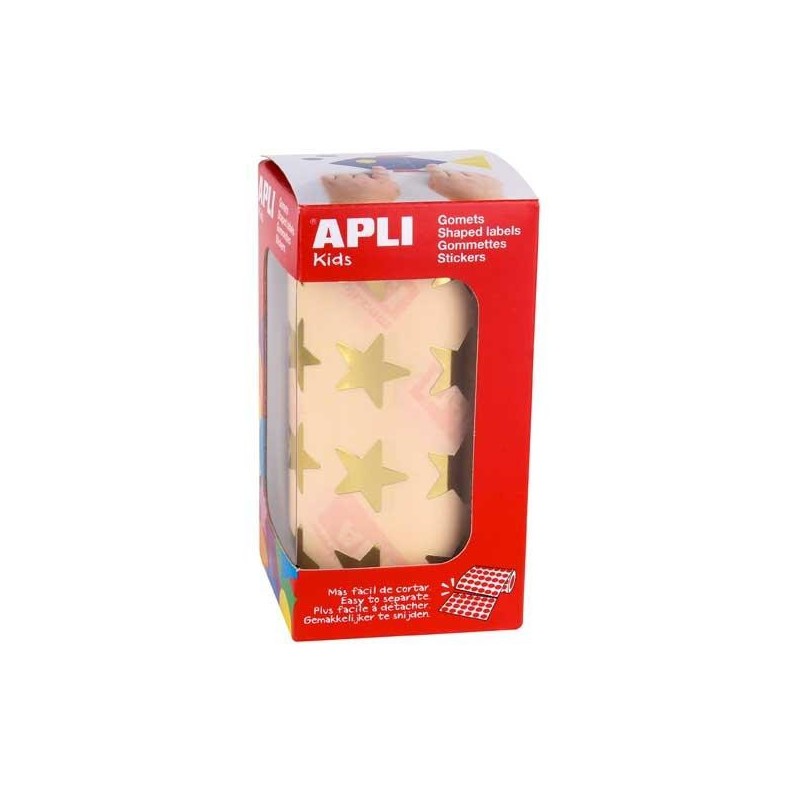 Gomets estrellas Apli - 19,5 mm - Color oro - Rollo 1460 ud