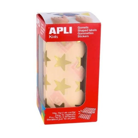 Gomets estrellas Apli - 19,5 mm - Color oro - Rollo 1460 ud