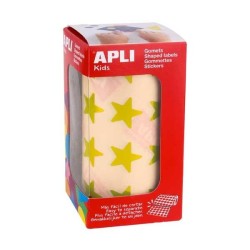 Gomets estrellas Apli - 19,5 mm - Color amarillo metalizado - Rollo 1416 ud