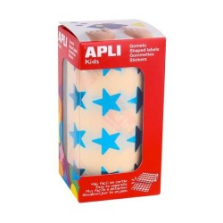 Gomets estrellas Apli - 19,5 mm - Color azul metalizado - Rollo 1416 ud