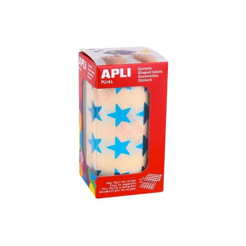 Gomets estrellas Apli - 19,5 mm - Color azul metalizado - Rollo 1416 ud