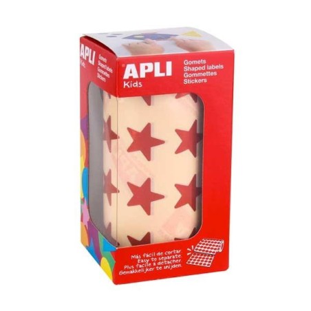 Gomets estrellas Apli - 19,5 mm - Color rojo metalizado - Rollo 1416 ud