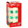 Gomets estrellas Apli - 19,5 mm - Color verde metalizado - Rollo 1416 ud
