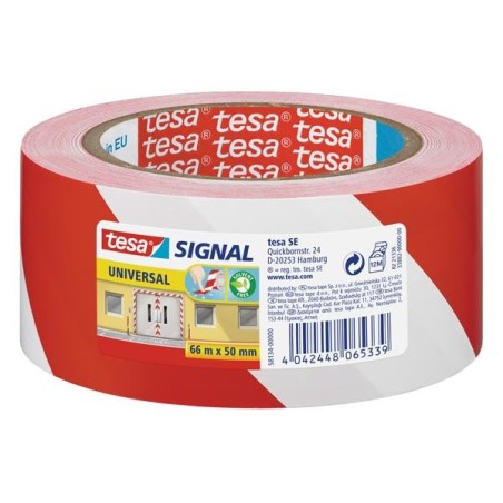 Cinta señalización Tesa Signal Universal - 50 mm x 66 m - Color blanco/rojo