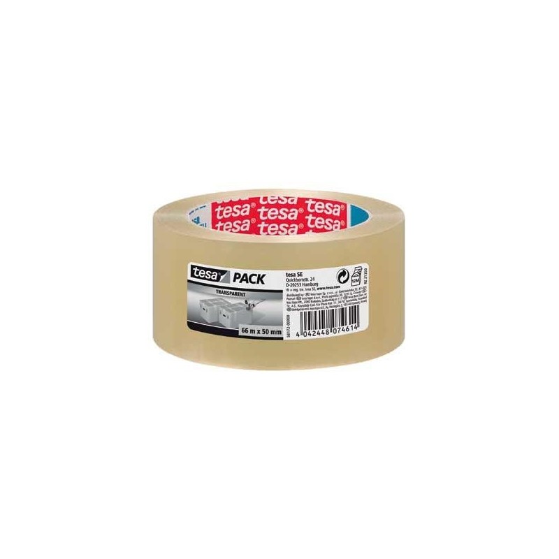 Precinto Tesa Standard - PP - 50 mm x 66 m - Color transparente (PACK INDIVISIBLE DE 6 UNIDADES)