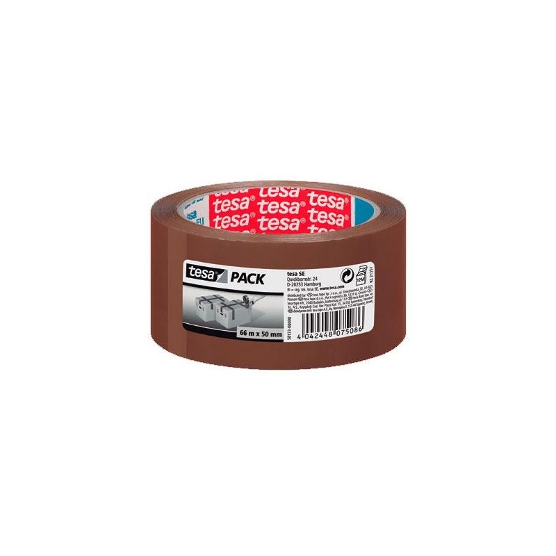 Precinto Tesa Standard - PP - 50 mm x 66 m - Color marrón (PACK INDIVISIBLE DE 6 UNIDADES)