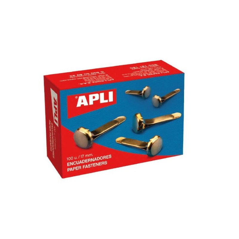 Encuadernadores Apli - Sin arandela - Metálico - 17 mm - Caja 100 ud