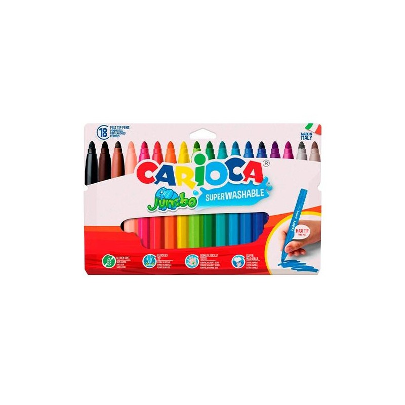Rotulador Carioca Jumbo - 6 mm - Colores surtidos - Estuche 18 ud